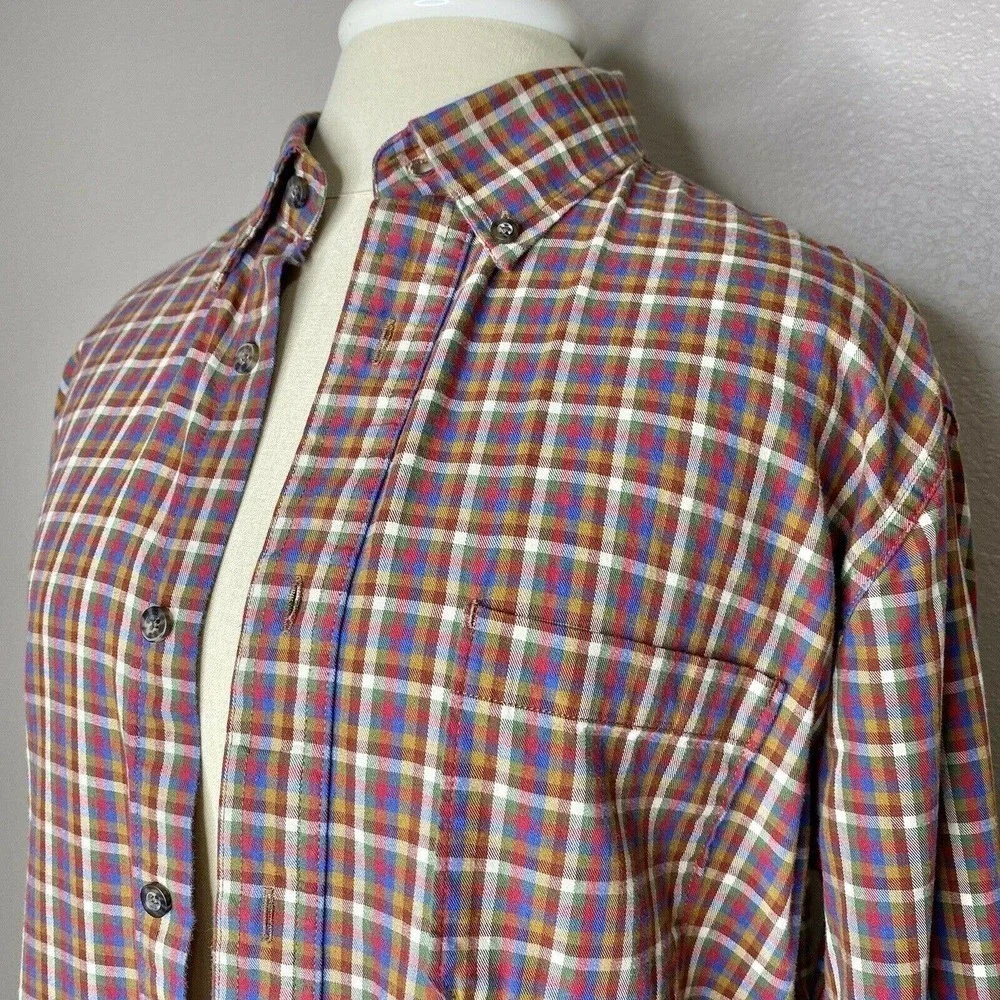 Clear Water Outfitters Men's Brown Red Plaid 100% Cotton Button-Down Shirt - Picture 3 of 10